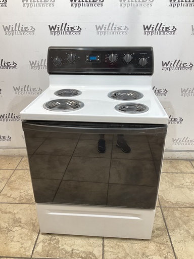 [98869] Whirlpool Used Electric Stove 220volts (40/50 AMP) 30inches {3 prong} (White/Black) 