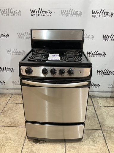 [98893] Ge Used Electric Stove 220volts (40/50 AMP) 24inches {3 prong} (Stainless Steel) 