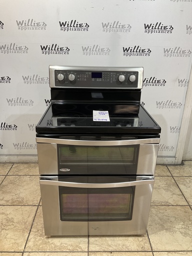 [98900] Whirlpool Used Electric Stove Double Oven 220volts (40/50 AMP) 30inches {4 prong} (Stainless Steel) 