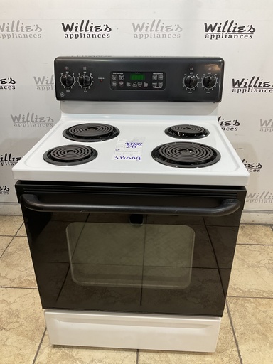 [98908] Ge Used Electric Stove 220volts (40/50 AMP) 30inches {3 prong} (White/Black) 