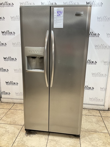 [98910] Frigidaire Used Refrigerator Side by Side 33 1/2” x 69 1/2” (Stainless Steel) 