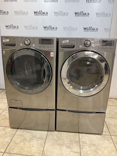 [98960] Lg Used Natural Gas Set Washer/Dryer Front-load 27inches (Grey) 