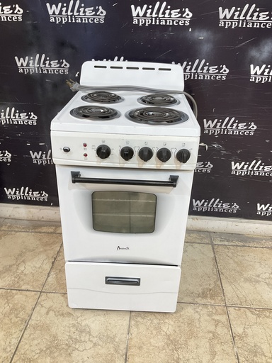 [99098] Avanti Used Electric Stove 220volts (40/50 AMP) 19 1/2” (White) 