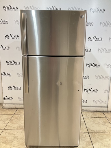 [99107] Ge Used Refrigerator Top and Bottom 28x66 1/2” (Stainless Steel) 