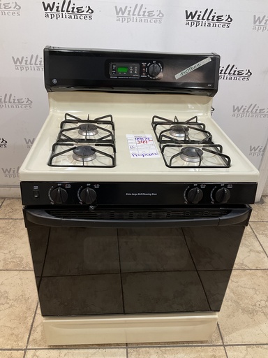 [99179] Ge Used Natural Gas Stove 30inches (Bisque/Black) 