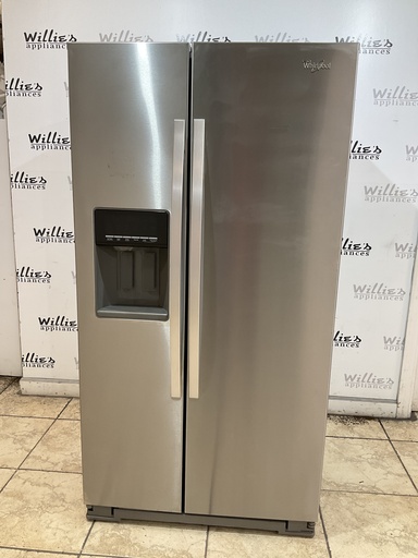 [99184] Whirlpool Used Refrigerator Side by Side Counter Depth 36x68 1/2” (Stainless Steel) 