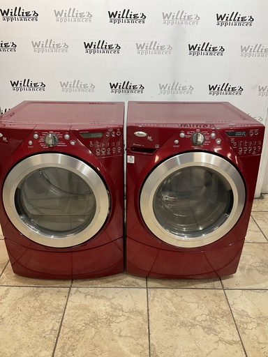 [99246] Whirlpool Used Electric Set Washer/Dryer Front-load 27inches {3 prong} (Red) 