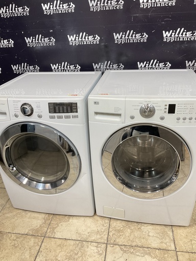 [99248] Lg Used Electric Set Washer/Dryer Front-load 27inches {4 prong} (White) 