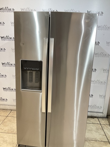 [99255] Whirlpool Used Refrigerator Side by Side Counter Depth 36x69 1/2” (Stainless Steel) 