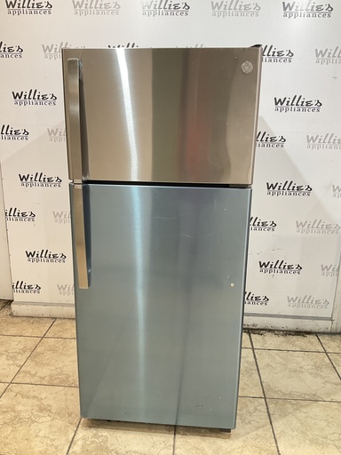[99254] Ge Used Refrigerator Top and Bottom 28x64 (Stainless Steel) 