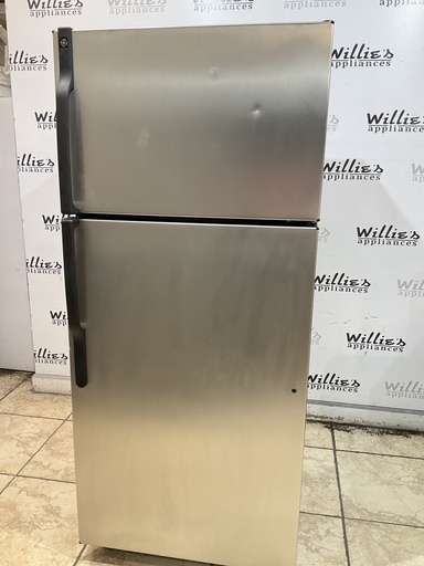[99271] Ge Used Refrigerator Top and Bottom 28x64 1/2” (Stainless Steel) 