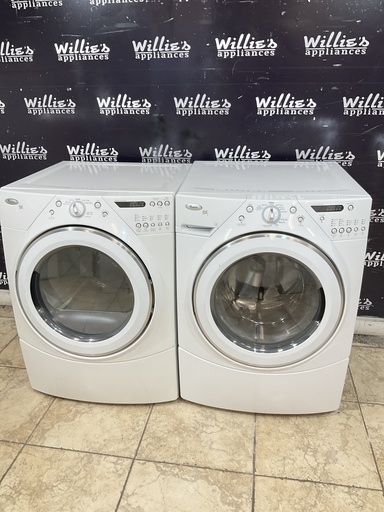[99279] Whirlpool Used Electric Set Washer/Dryer Front-load  220volts (30 AMP) 27inches {3 prong} (White) 