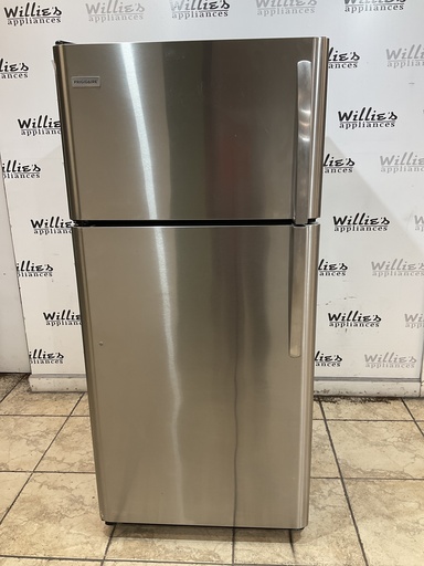 [99303] Frigidaire Used Refrigerator Top and Bottom 30x65 1/2” (Stainless Steel) 
