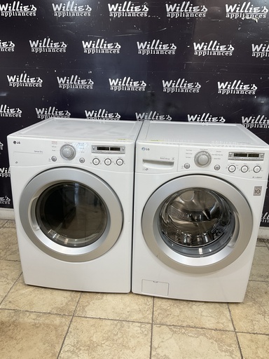 [99307] Lg Used Electric Set Washer/Dryer Front-load 220volts (30 AMP) 27inches {3 prong} (White) 