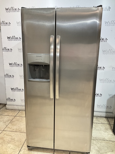 [99340] Frigidaire Used Refrigerator Side by Side 33 1/2” x 68 1/2” (Stainless Steel) 
