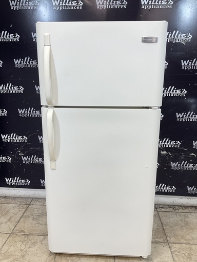 [99372] Frigidaire Used Refrigerator Top and Bottom 30x65 1/2” (Bisque) 