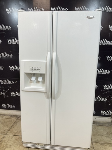 [99394] Whirlpool Used Refrigerator Side by Side 36x69 (White) 