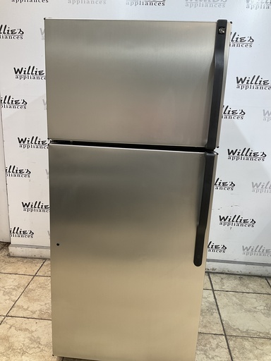 [99393] Ge Used Refrigerator Top and Bottom 28x64 1/2” (Stainless Steel) 