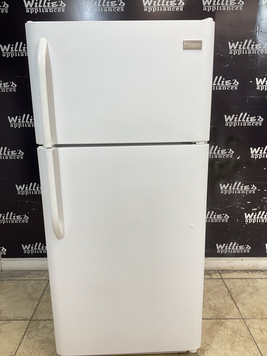 [99504] Frigidaire Used Refrigerator Top and Bottom 30x65 1/2” (White) 
