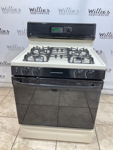 [99567] Ge Used Natural Gas Stove 30inches (Bisque/Black) 