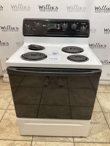 [99608] Whirlpool Used Electric Stove 220volts (40/50 AMP) 30inches {3 prong} (White/Black) 
