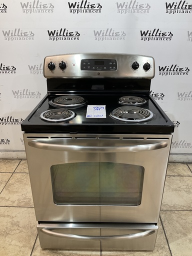 [99624] Ge Used Electric Stove 220volts (40/50 AMP) 30inches {no cord} (Stainless steel) 