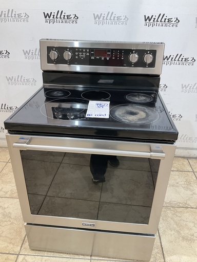 [99627] Maytag Used Electric Stove 220volts (40/50 AMP) 30inches {no cord} (Stainless steel) 