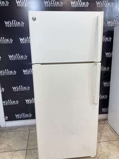 [99652] Ge Used Refrigerator Top and Bottom 28x66 1/2” (Bisque)