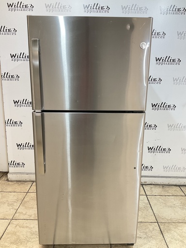 [99156] Ge Used Refrigerator Top and Bottom 30x65 1/2” (Stainless Steel) 