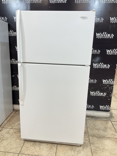 [99712] Whirlpool Used Refrigerator Top and Bottom 33x65 1/2” (White) 