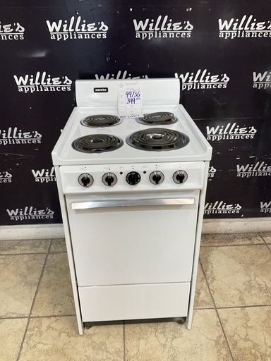 [99736] Tappan Used Electric Stove 220volts (40/50 AMP) 20inches {no cord} (White) 
