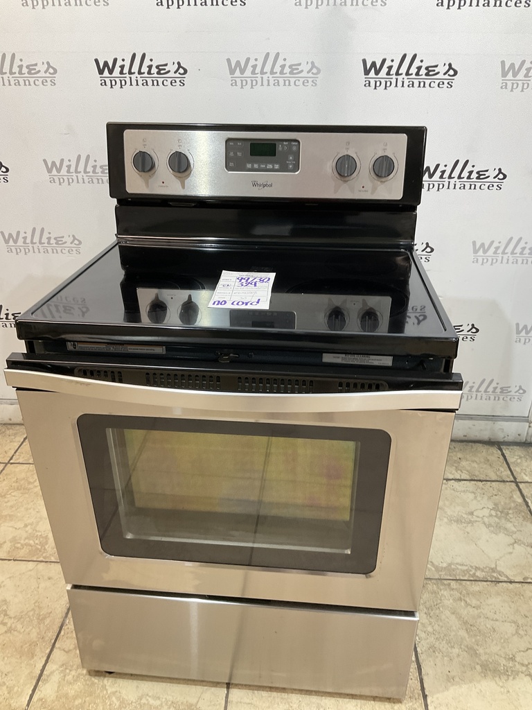 Whirlpool Used Electric Stove 220volts (40/50 AMP) 30inches {no cord} (Stainless Steel) 