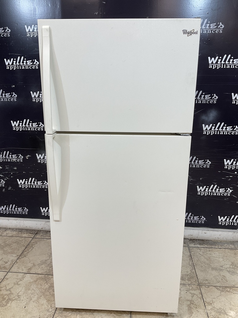 Whirlpool Used Refrigerator Top and Bottom 28x62 1/2” (Bisque) 
