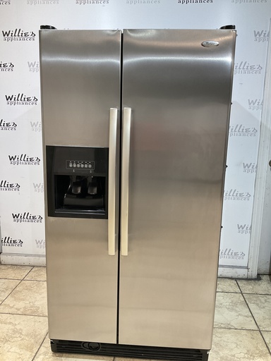 [99771] Whirlpool Used Refrigerator Side by Side 36x68 1/2” (Stainless Steel) 