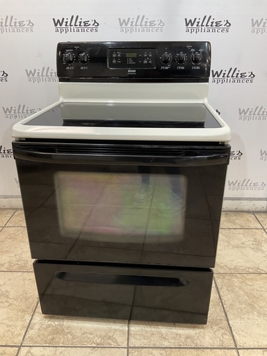 [99805] Kenmore Used Electric Stove 220volts (40/50 AMP) 30inches {no cord} (Bisque/Black) 