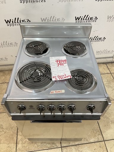 [99849] Ge Used Electric Stove 220volts (40/50 AMP) 21inches {3 prong} (Bisque/Stainless) [NO BROIL] 