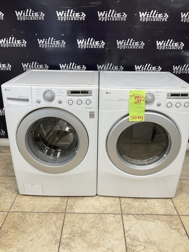[99835] Lg Used Electric Set Washer/Dryer Front-load 220volts (30 AMP) 27inches {3 prong}  (White) 