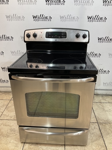[100012] Ge Used Electric Stove 220volts (40/50 AMP) 30inches {4 prong} (Stainless Steel) 