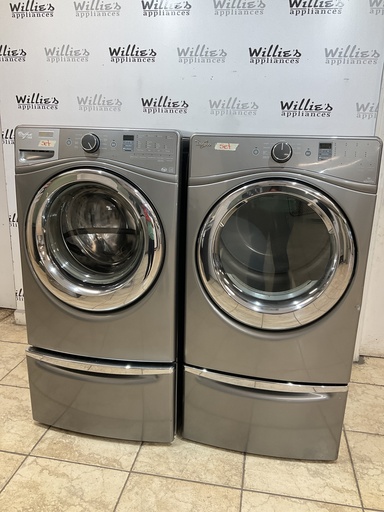[100020] Whirlpool Used Electric Set Washer/Dryer Front-load 220volts (30 AMP) 27inches {4 prong} (Grey) 