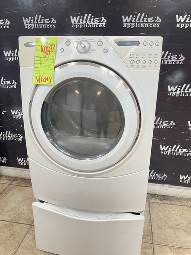 [100087] Whirlpool Used Electric Dryer 220volts (30 AMP) 27inches {3 prong} ( White) 