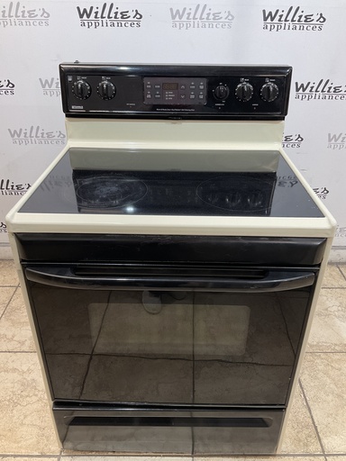[100196] Kenmore Used Electric Stove 220volts (40/50 AMP) 30inches {3 prong} (Bisque/Black) 