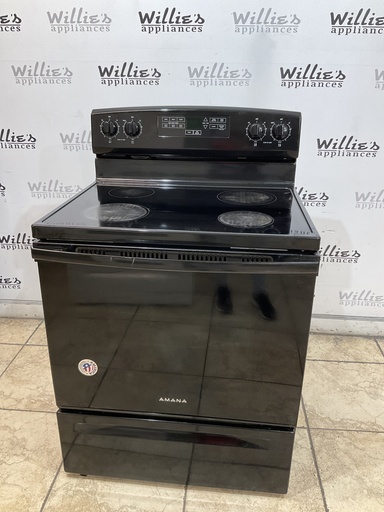 [100214] Amana Used Electric Stove 220volts (40/50 AMP) 30inches {no cord} (Black) 