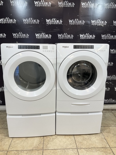 [100221] Whirlpool Used Electric Set Washer/Dryer Front-load 220volts (30 AMP) 27inches {4 prong} (white)