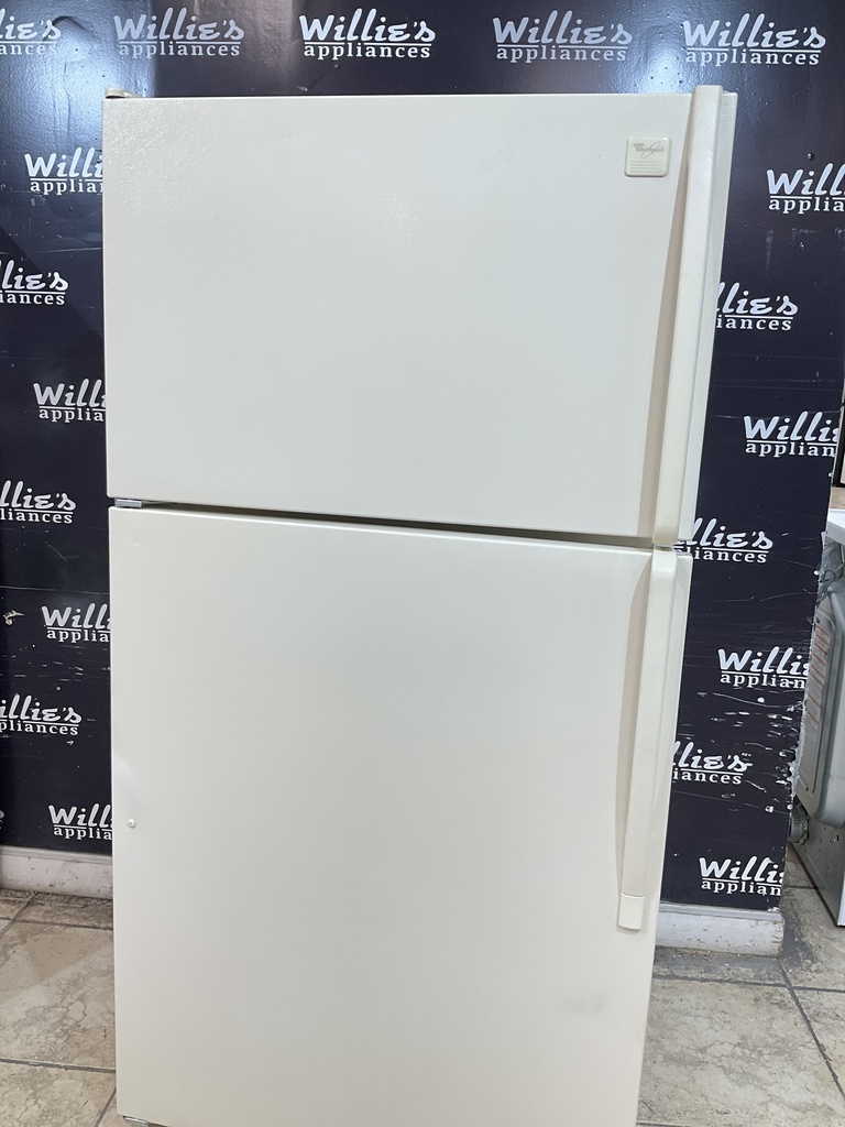 Whirlpool Used Refrigerator Top and Bottom 33x65 1/2” (Bisque)