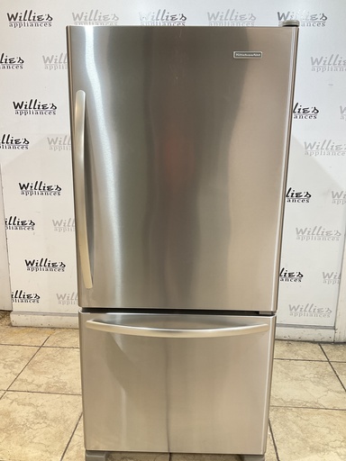 [100320] KitchenAid Used Refrigerator Top and Bottom Mount 30x66 1/2” (Stainless Steel) 