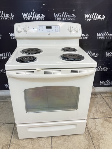 [100348] Ge Used Electric Stove 220volts (40/50 AMP) 30inches {no cord} (White) 