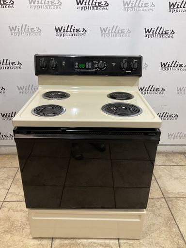 [100469] Hotpoint Used Electric Stove 220volts (40/50 AMP) 30inches {no cord} (Bisque/Black) 
