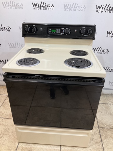 [100549] Hotpoint Used Electric Stove 220volts (40/60 AMP) 30inches {no cord} (Bisque/Black)