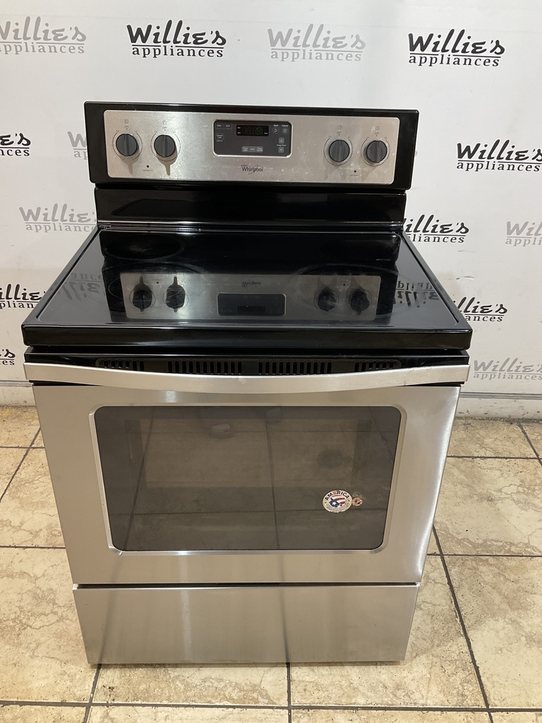 Whirlpool Used Electric Stove 220volts (40/50 AMP) 30inches {no cord} (Stainless Steel) 