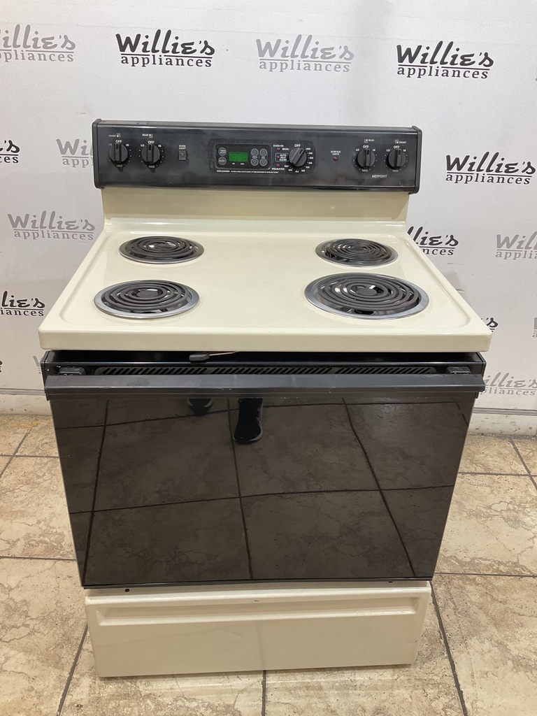 Hotpoint Used Electric Stove 220volts (40/50 AMP) 30inches {no cord} (Bisque/Black)